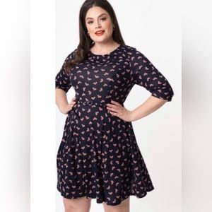 Heart-Print Stefanie Dress | Unique Vintage | Gently Used